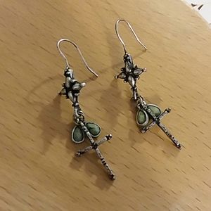 LB cross earrings